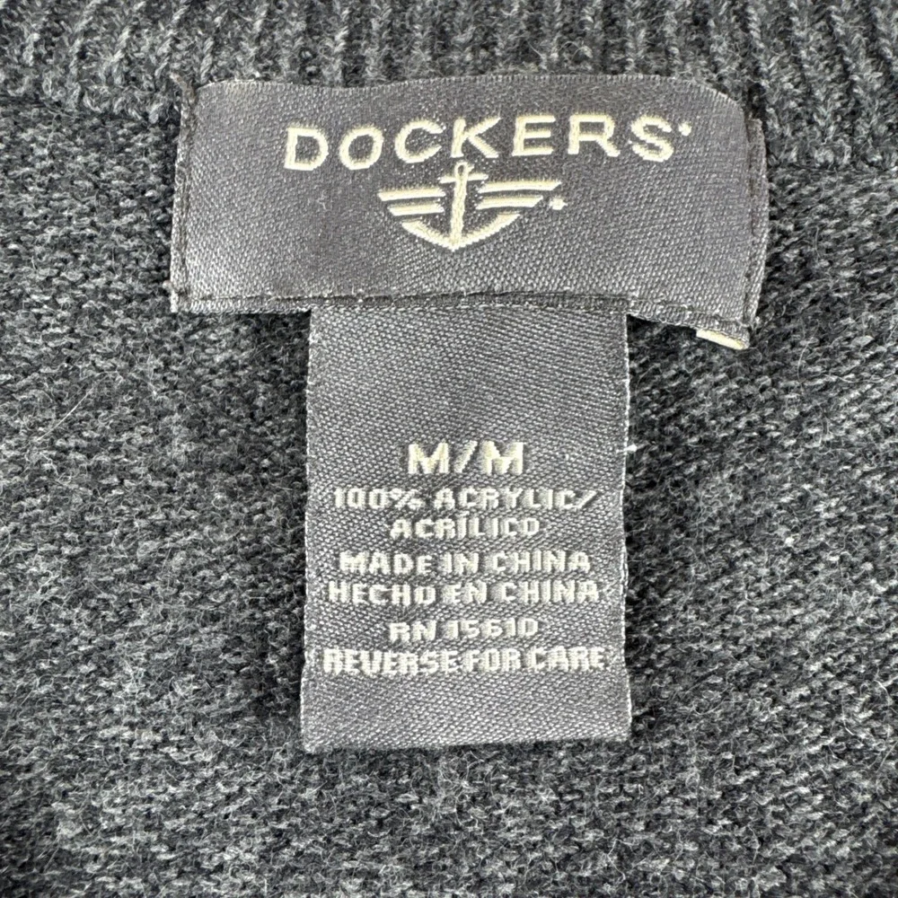Dockers Sweater Vest Mens M Gray Geometric Sweatshirt Preppy Grandpa Old Money